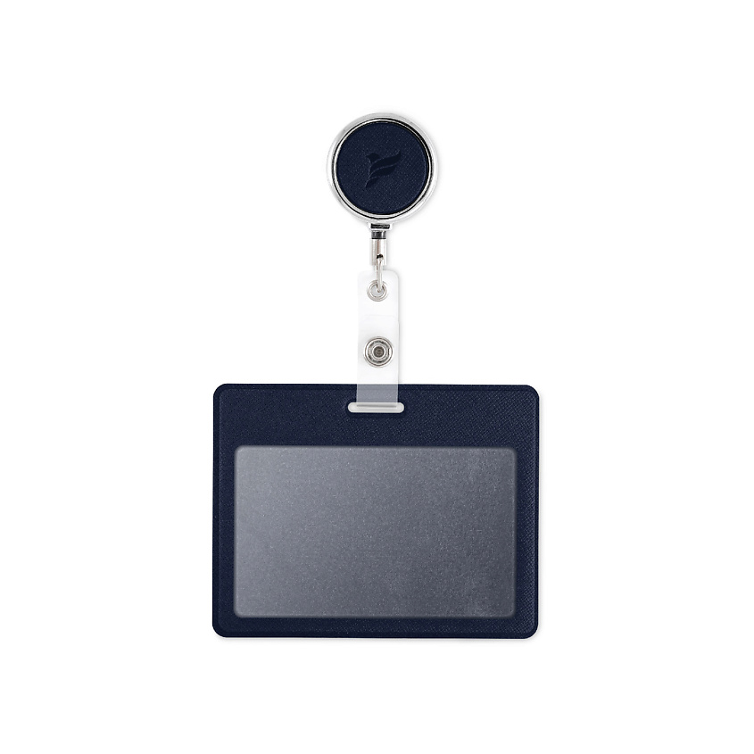 Изображение товара Карман для пропуска FLEXPOCKET из экокожи с рулеткой и окном, синий