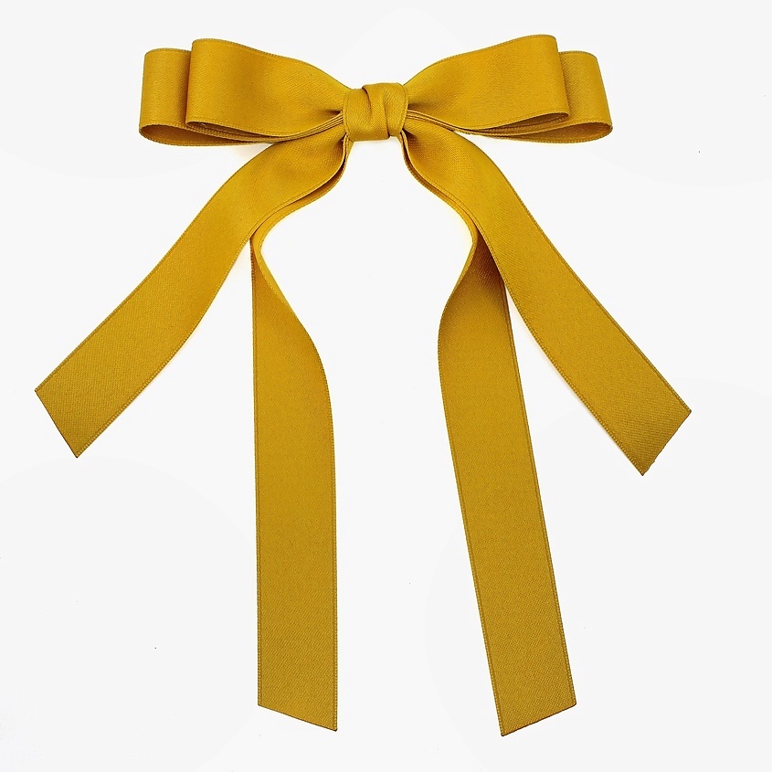 Изображение товара Бант для волос из атласной ленты на заколке автомат желтый стильный аксессуар для девушек и женщин