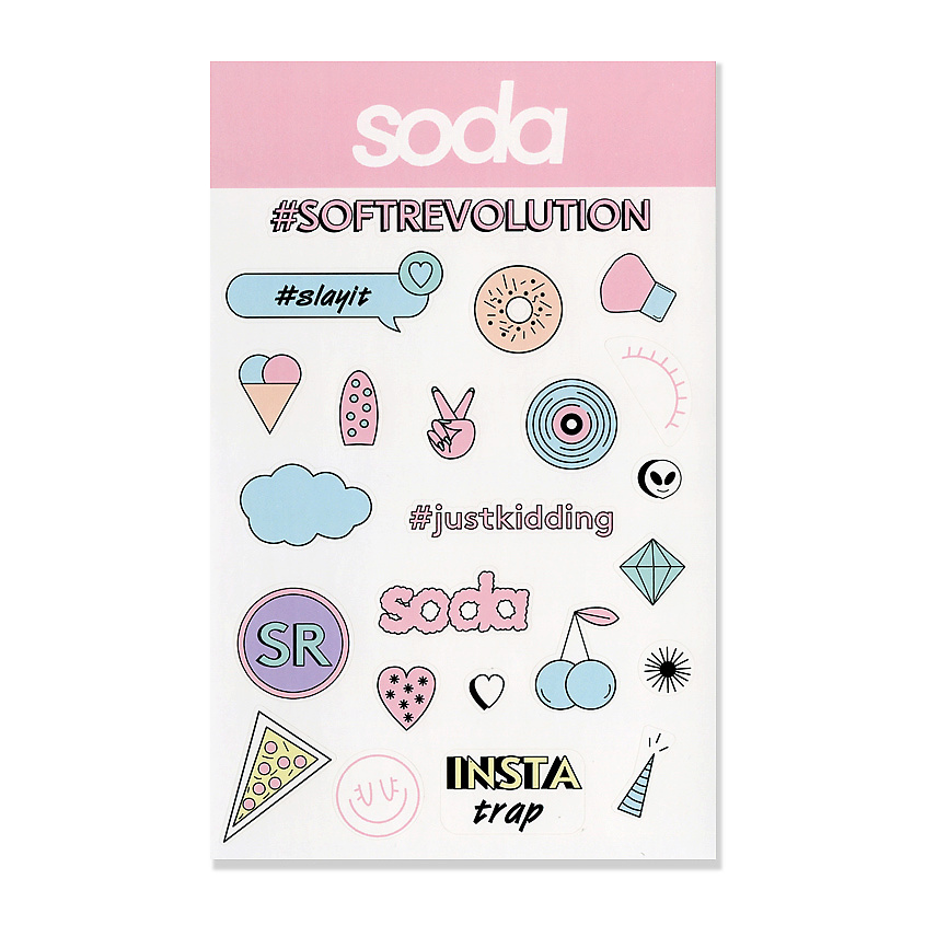 Изображение товара SODA STICKERS #stickystuff ДЕКОРАТИВНЫЕ НАКЛЕЙКИ, 1 лист