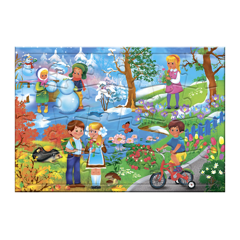 Изображение товара ГЕОДОМ Пазл листовой на подложке Времена года, 1 шт.