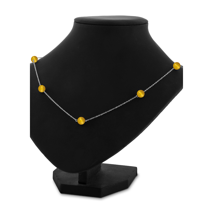 Изображение товара KOSHIKA Колье Оксфорд длинное кошачий глаз, цвет: Желтый