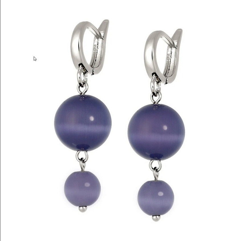 Изображение товара KOSHIKA Серьги из желтого кошачьего глаза, цвет: сиреневый