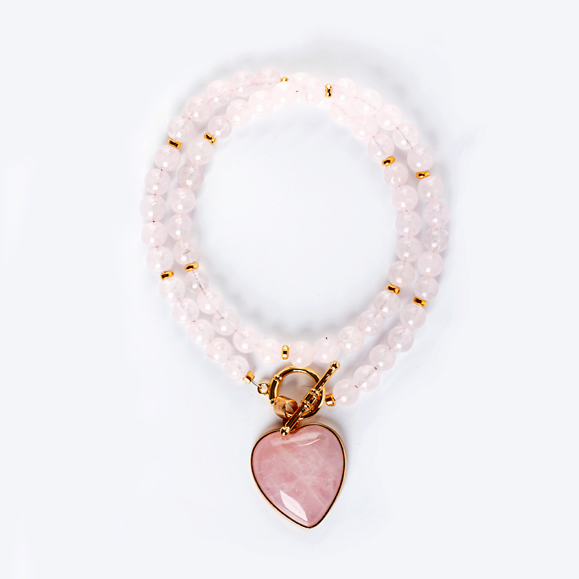 Изображение товара Колье из розового кварца с подвеской сердце, женское украшение, 45 см