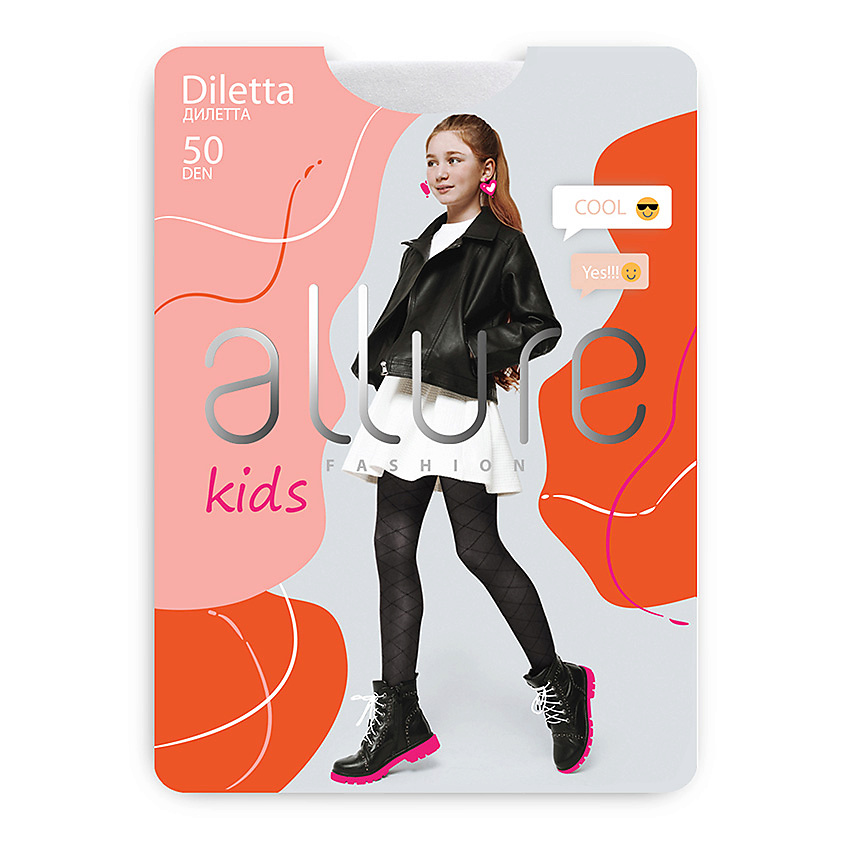 Изображение товара ALLURE Колготки детские "Ромбы" 50 ден белый, размер 128-134