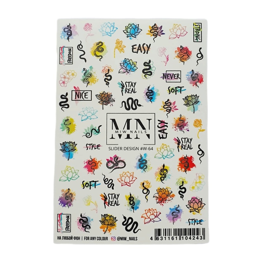 Изображение товара Слайдер дизайн для маникюра змеи цветы 1 шт MIW NAILS
