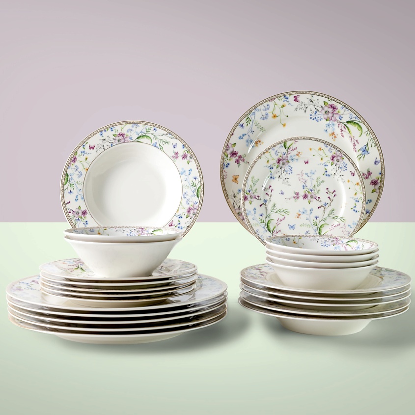 Изображение товара Набор столовой посуды из костяного фарфора ARYA HOME COLLECTION Summer 24 предмета