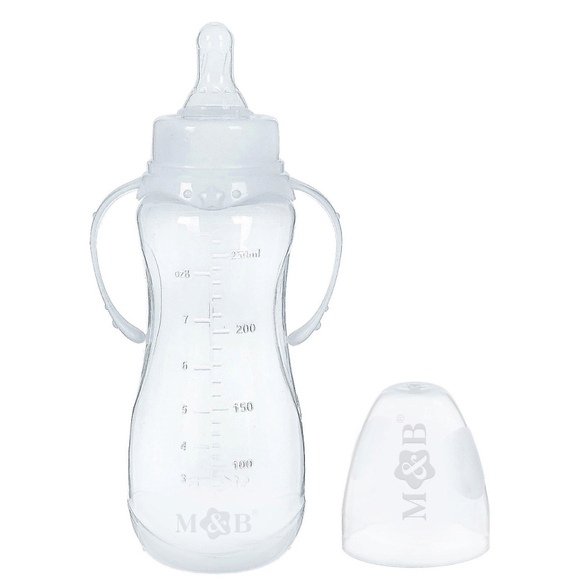Изображение товара MUM&BABY Бутылочка для кормления, классическое горло, от 3 мес., приталенная, с ручками, 1 шт