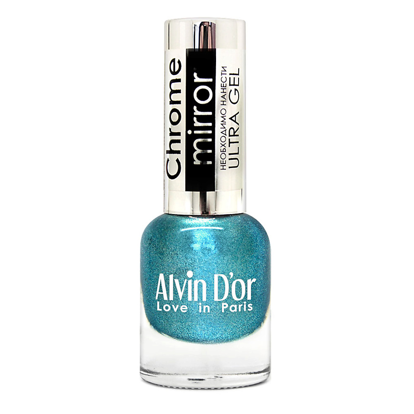 Изображение товара ALVIN D'OR Лак для ногтей CHROME MIRROR 01 Зеркальное серебро голубой