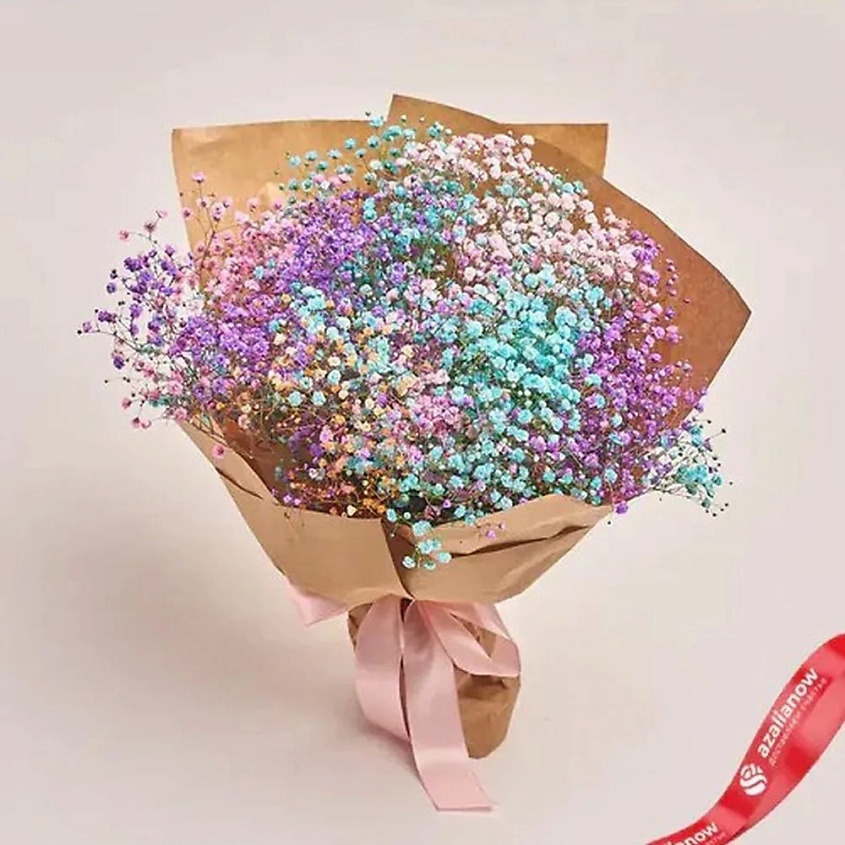 Изображение товара AZALIANOW ЦВЕТЫ. ПОДАРКИ. ДЕКОР Букет из 5 радужных гипсофил в крафте, Букеты и композиции из живых цветов могут на несколько тонов отличаться от изображений. Часть цвета искажается в зависимости от настроек экрана.