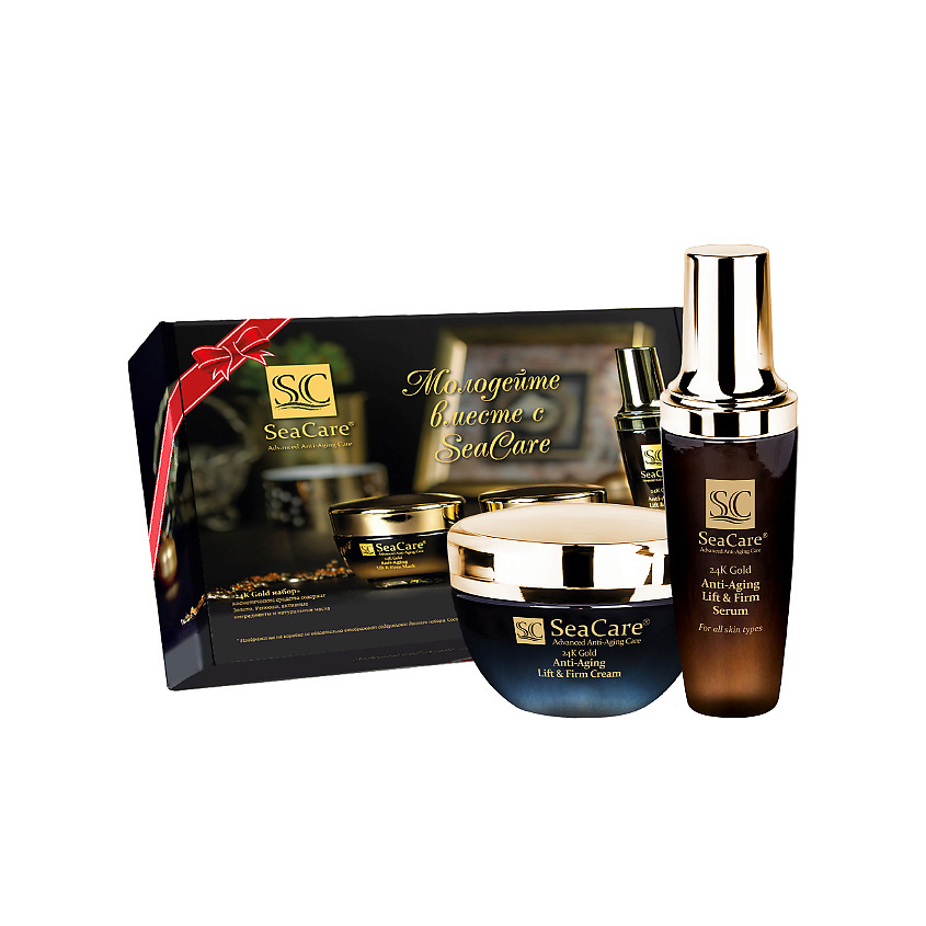 Изображение товара SEACARE Подарочный набор №3: Антивозрастные Крем и Сыворотка с Реноваж, Золотом, Витамином Е, 1 шт.