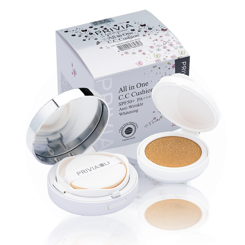 Изображение товара PRIVIA Кушон с запасным блоком All In One C.C Cushion SPF50+ PA+++, №23 натуральный бежевый