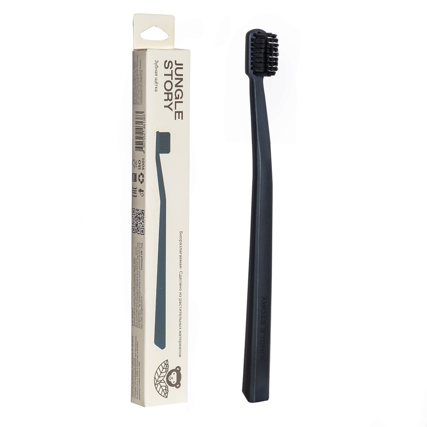 Изображение товара JUNGLE STORY Зубная щетка из растительного материала, Черный
