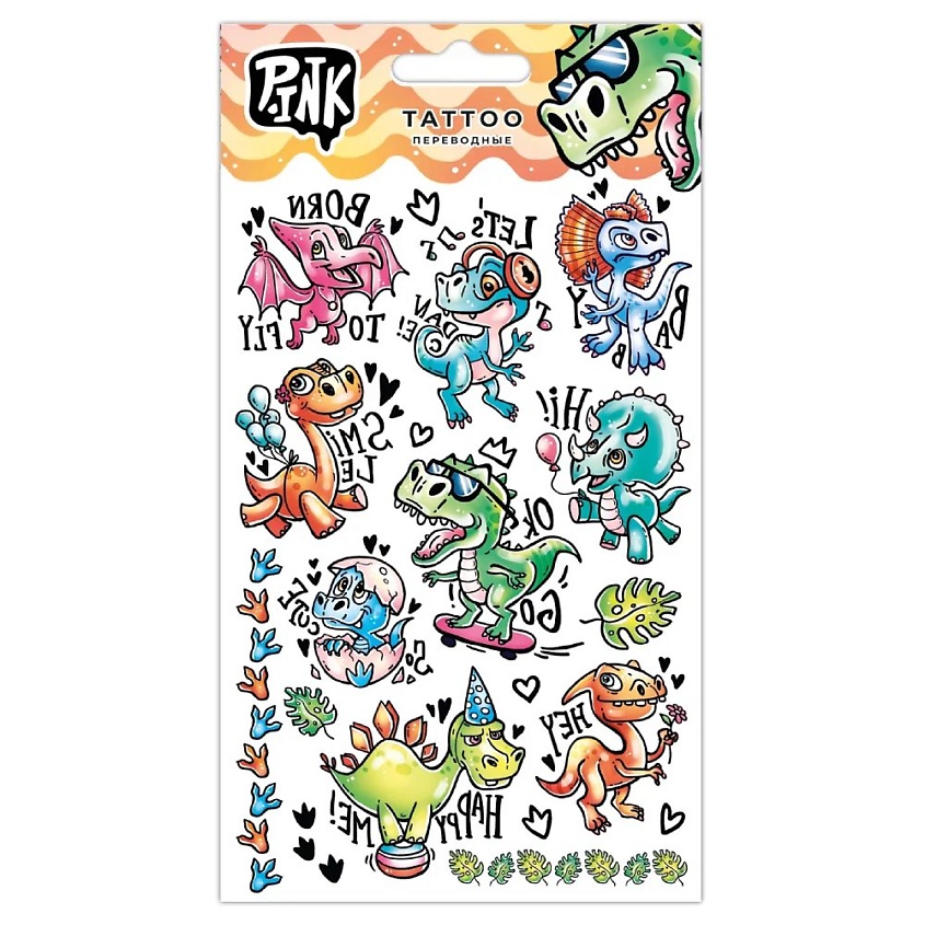 Изображение товара P.INK Наклейки-тату переводные Динозаврики 1 шт яркое и безопасное украшение