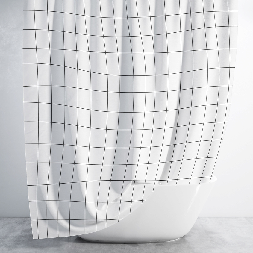 Изображение товара ND PLAY Штора для ванной комнаты «Клетка», Белый