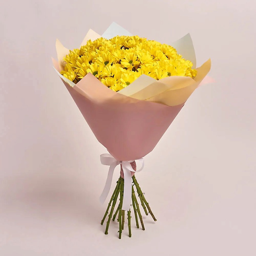 Изображение товара Букет из 15 кустовых желтых хризантем ромашек с доставкой