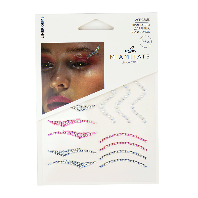 Изображение товара Кристаллы на клейком слое для лица волос и тела MIAMITATS Liner gems 1 шт