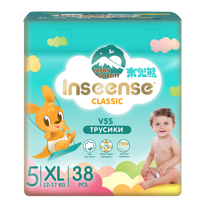 Изображение товара INSEENSE Трусики-подгузники Classic V5S размер XL 12-17 кг, 38 шт.