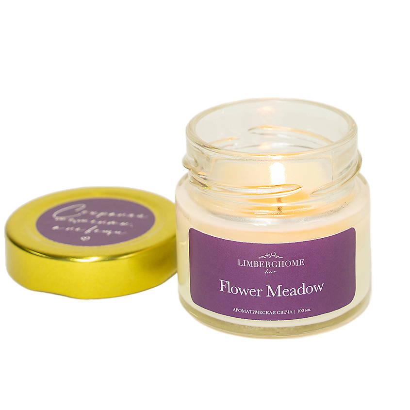 Изображение товара Ароматическая свеча LIMBERGHOME DECOR Цветочная поляна 100 мл с деревянным фитилем