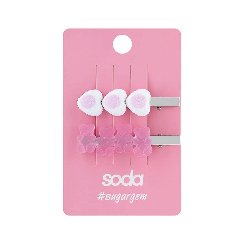 Изображение товара SODA Заколки для волос BEARS AND HEARTS #sugargem, 2 шт.