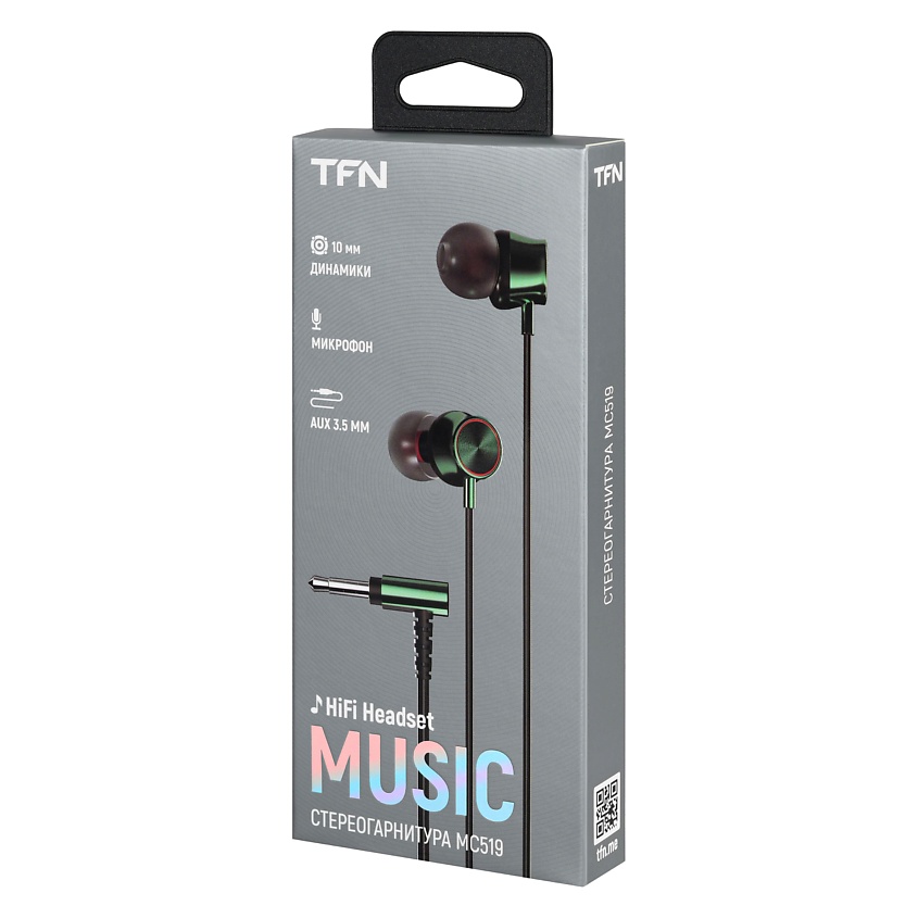 Изображение товара Наушники TFN MC519, металлический корпус, микрофон, пульт, амбушюры S/M/L