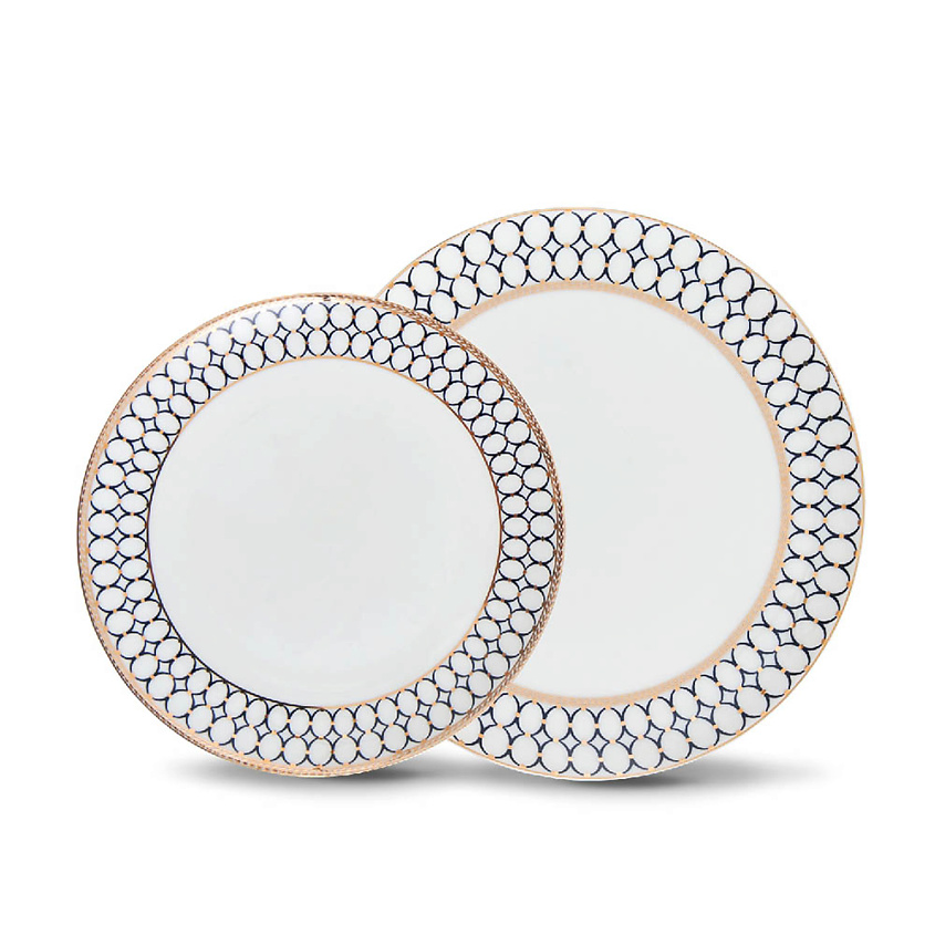 Изображение товара Набор фарфоровых тарелок из костяного фарфора для сервировки белый 2 предмета