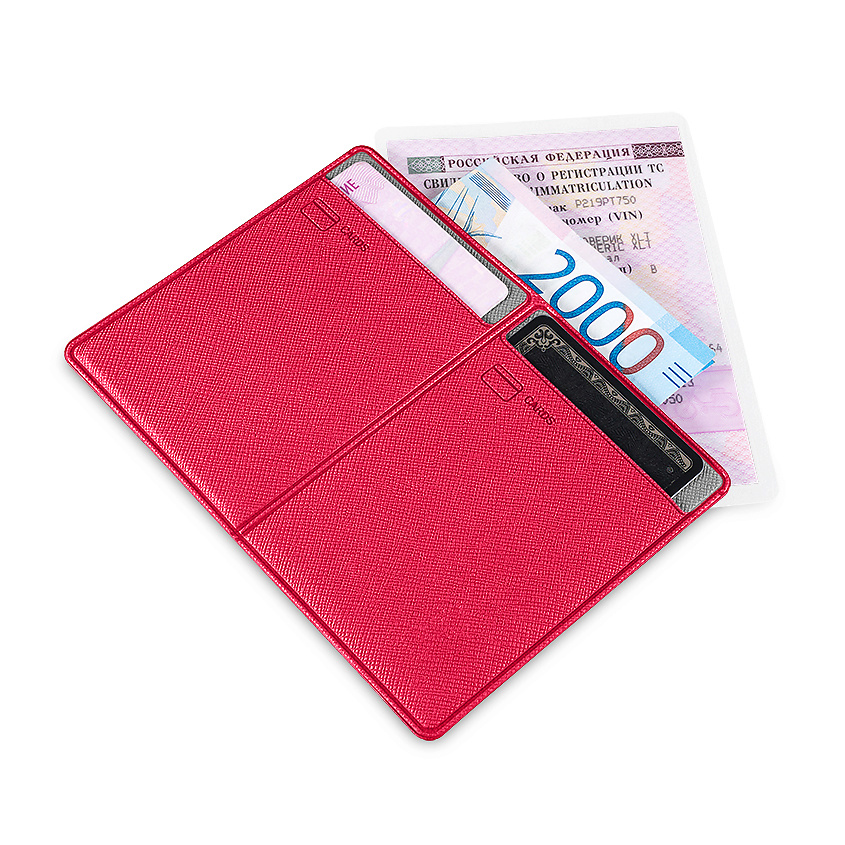 Изображение товара FLEXPOCKET Обложка для автодокументов с отделением для купюр или полиса ОСАГО, цвет: Ягодный