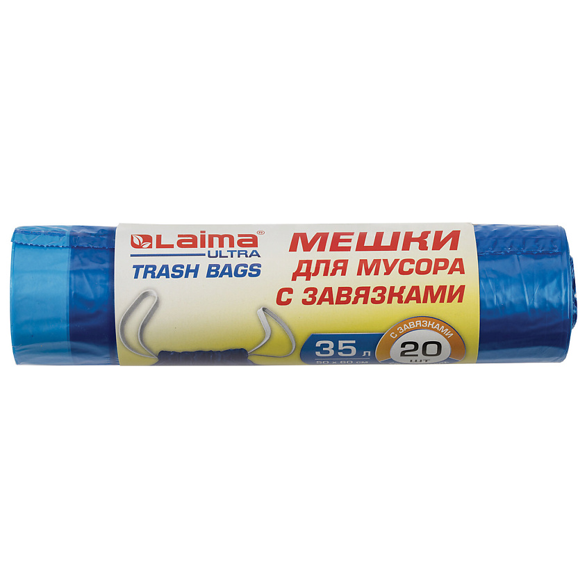 Изображение товара LAIMA Мешки для мусора с завязками ULTRA, 35 л., 20 шт.