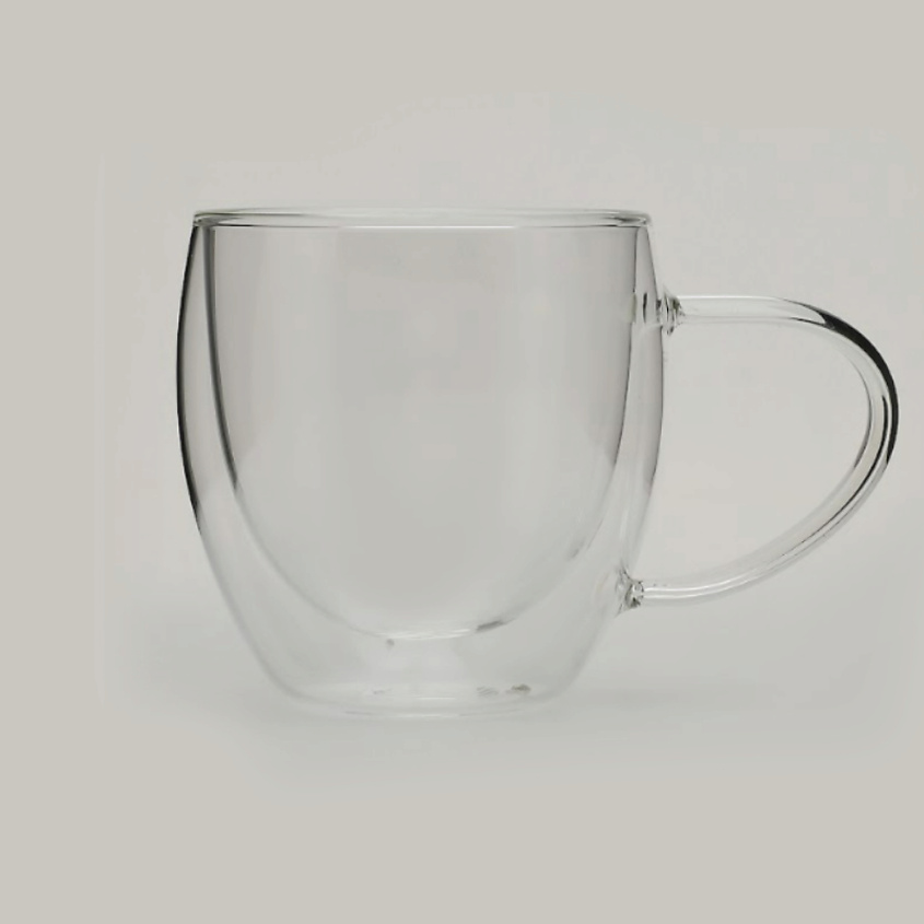 Изображение товара KIMBERLY Кружка с двойными стенками термостойкая (овальная ручка), 250 мл, Прозрачный