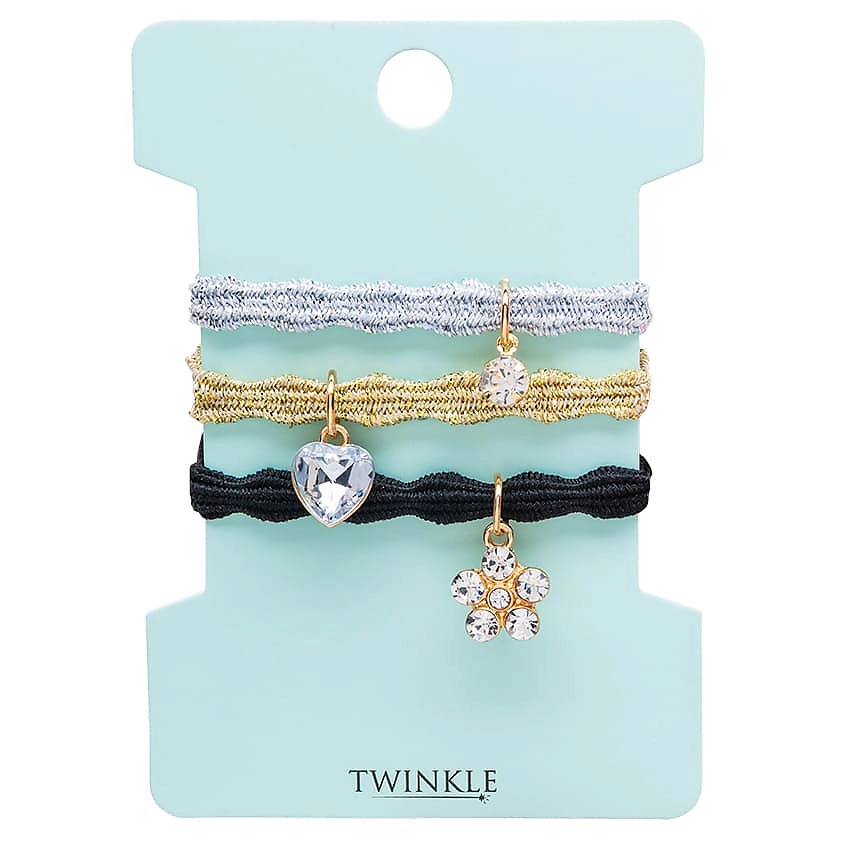 Изображение товара TWINKLE Резинки для волос SILVER, GOLD, BLACK, 3 шт.