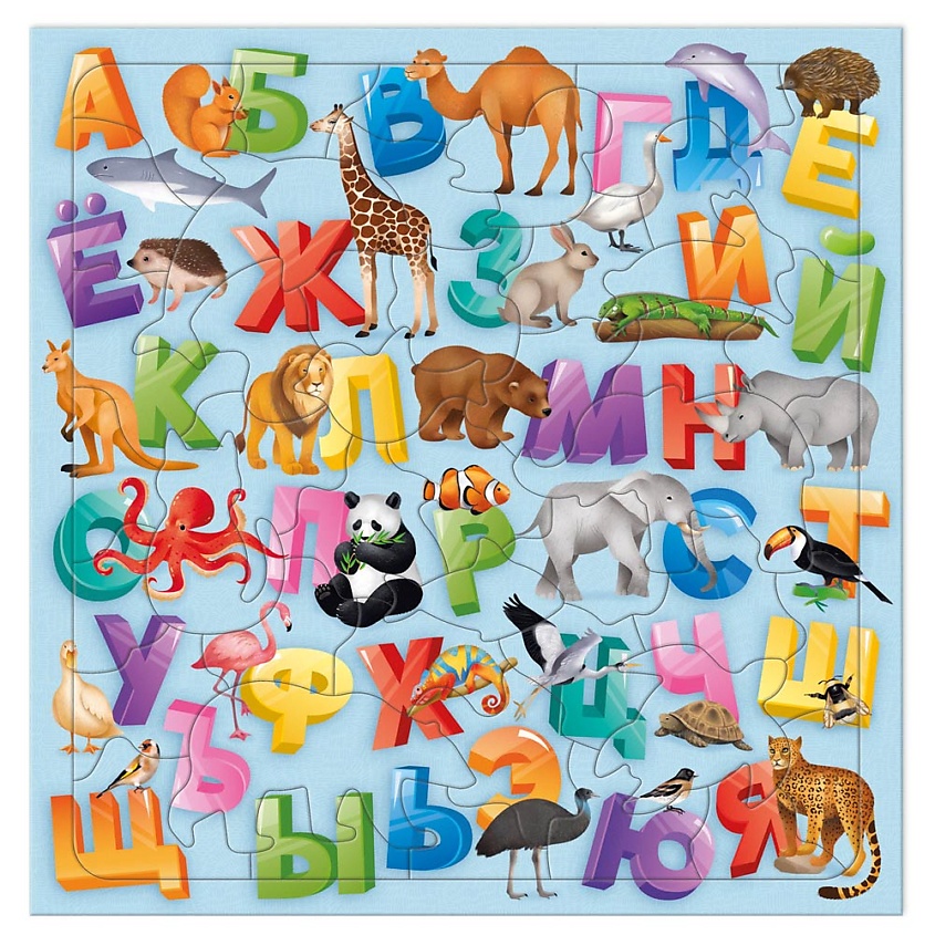 Изображение товара ГЕОДОМ Пазл фигурный на подложке Азбука, 1 шт.