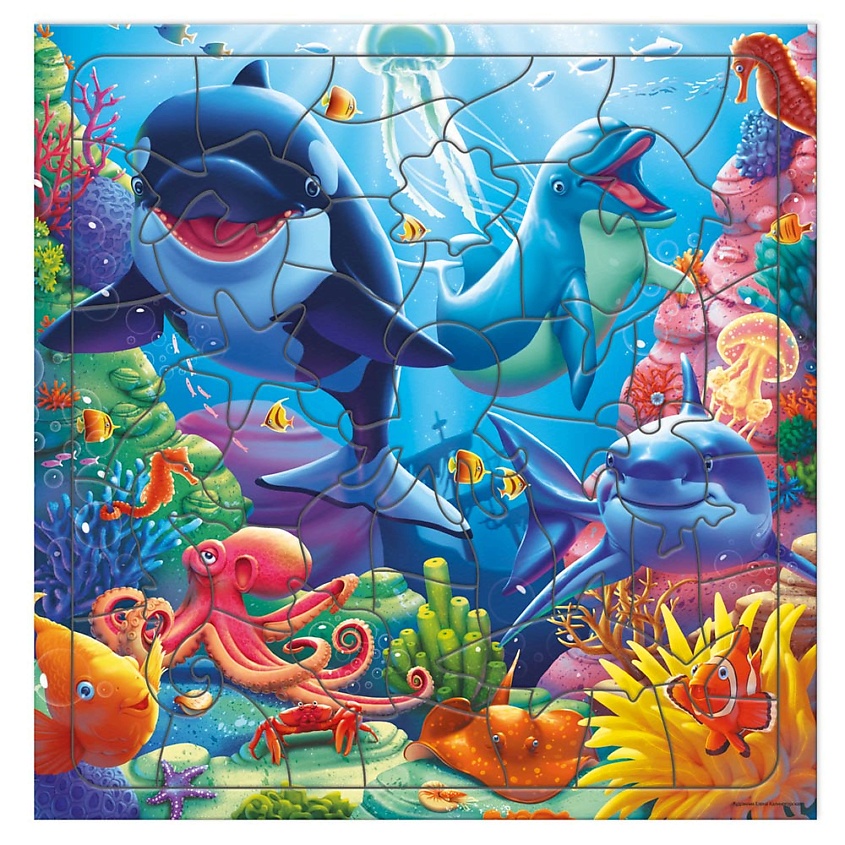 Изображение товара ГЕОДОМ Пазл фигурный на подложке В океане, 45 шт