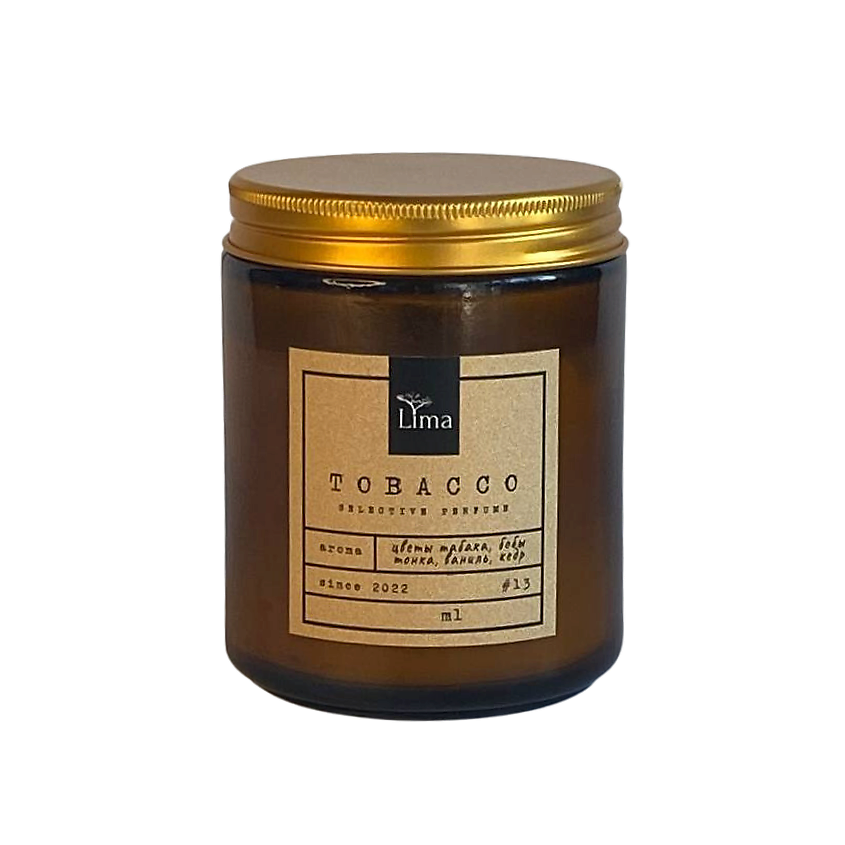 Изображение товара Ароматическая свеча LIMA Tobacco 250 мл с деревянным фитилем натуральный кокосовый воск