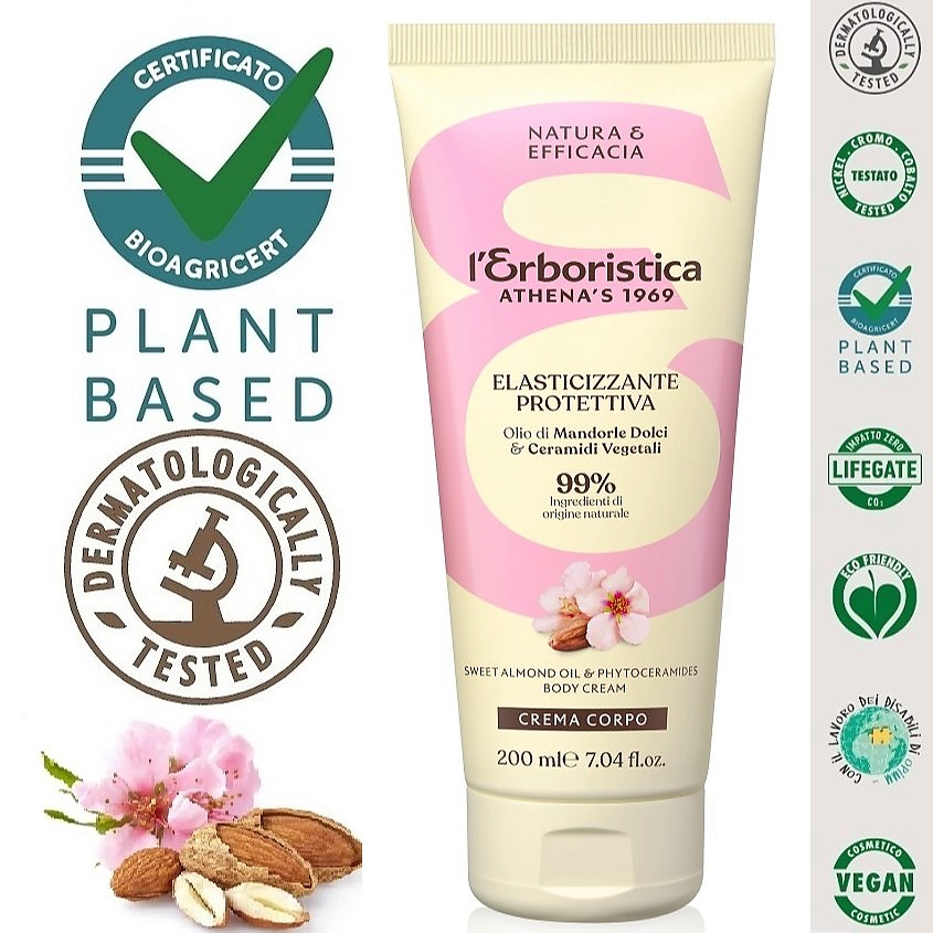 Изображение товара L`ERBORISTICA Натуральный Крем для тела с маслом Сладкого миндаля и растительными Керамидами, 200 мл