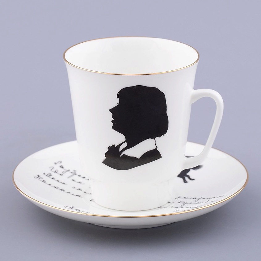 Изображение товара ИМПЕРАТОРСКИЙ ФАРФОРОВЫЙ ЗАВОД Чашка с блюдцем кофейная "Русские писатели. Цветаева", 1 шт.