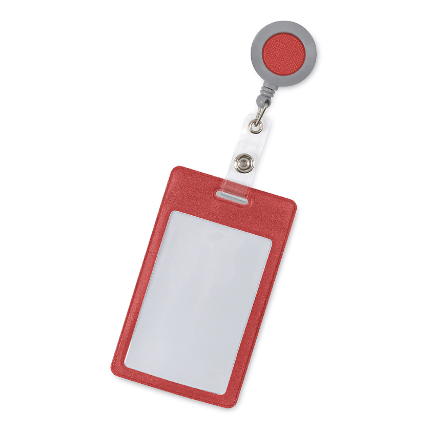 Изображение товара Карман для бейджа FLEXPOCKET с рулеткой и клипсой, вертикальный, прозрачный, 55х87 мм