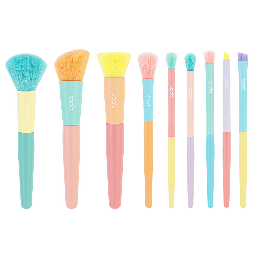 Изображение товара Набор кистей SODA RAINBOW для макияжа 9 предметов яркий дизайн