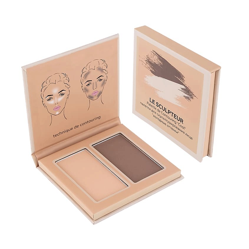 Изображение товара ЛЭТУАЛЬ Палетка для скульптурирования лица в холодных оттенках Le Sculpteur, 2 оттенка, 1 шт
