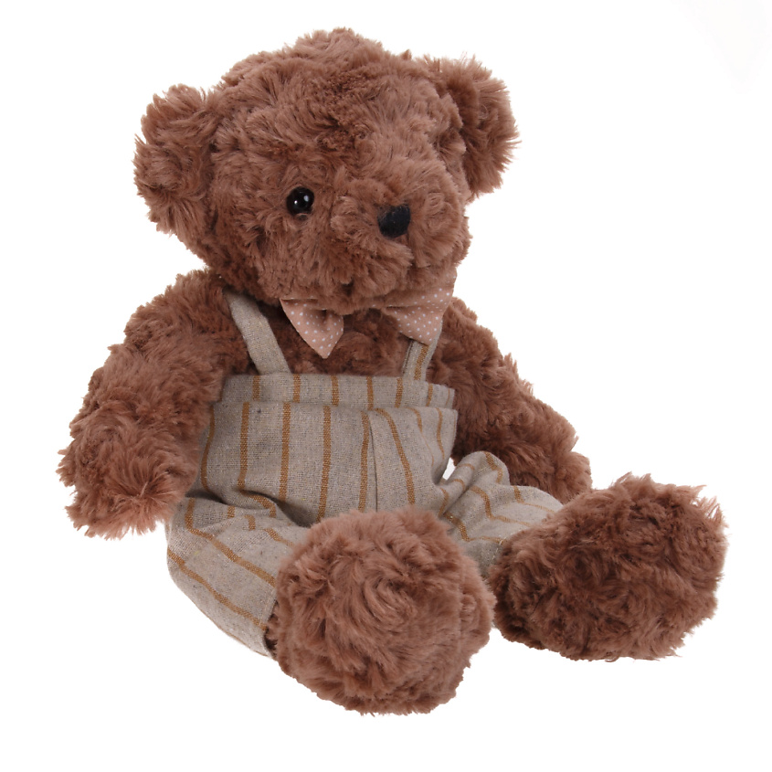 Изображение товара GULLIVER Мягкая игрушка Мишка в полосатом комбинезоне, 20 см, Коричневый
