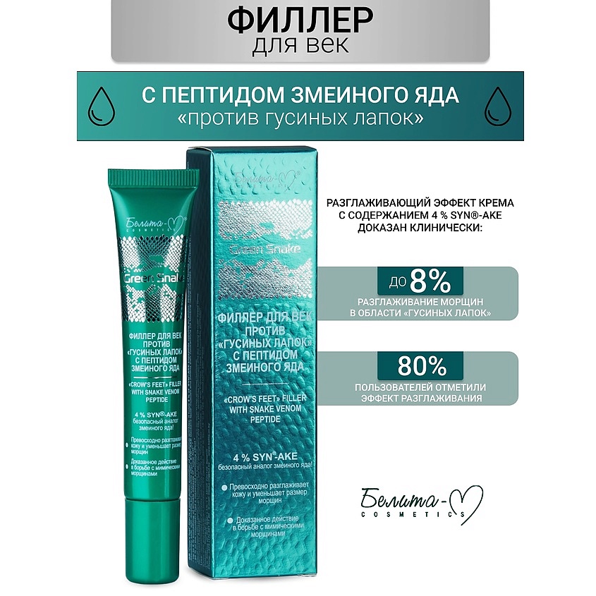 Изображение товара БЕЛИТА-М Филлер для век против "гусиных лапок" Green Snake, 20 мл