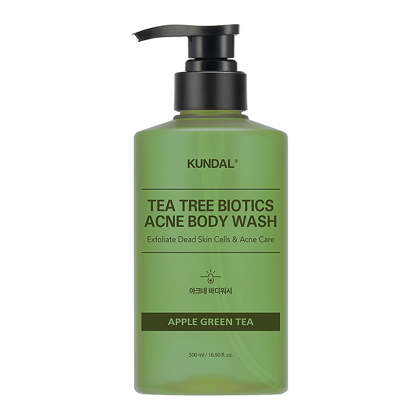 Изображение товара KUNDAL Гель для душа против акне Яблочный зеленый чай Tea Tree Biotics Acne Body Wash, 500 мл