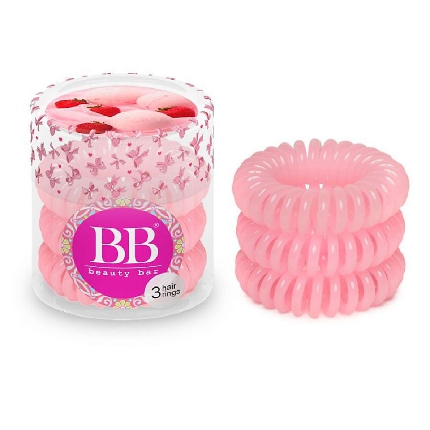 Изображение товара BEAUTY BAR Резинки для волос Металлика, 3 шт, розовые