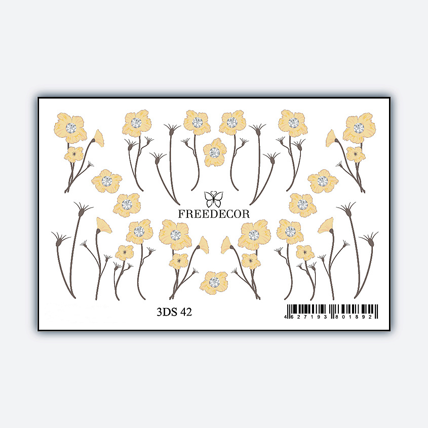 Изображение товара FREEDECOR Объемный 3D слайдер дизайн со стразами Бежевая нежность 1 шт