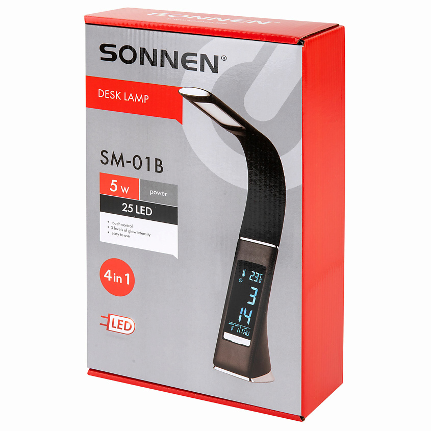 Изображение товара Настольная лампа-светильник SONNEN SM-01B с LCD дисплеем и функциями