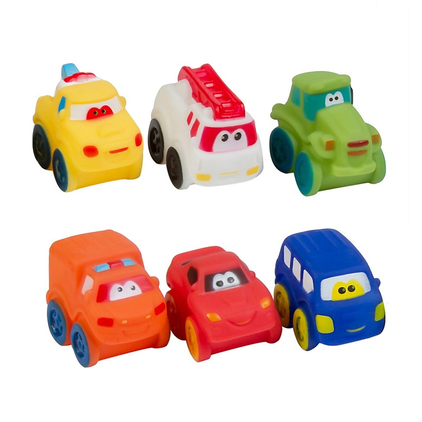 Изображение товара Игрушки для купания UVITON Машинки 6 шт яркие резиновые с пищалками безопасные для малышей