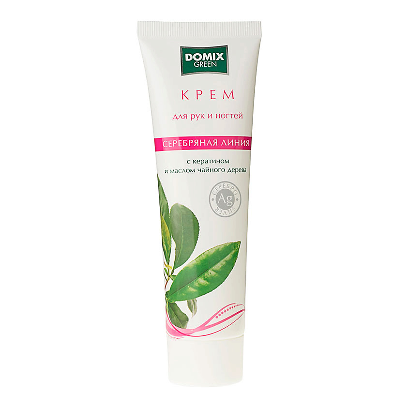 Изображение товара DOMIX GREEN Крем для рук и ногтей с кератином и маслом чайного дерева 100 мл