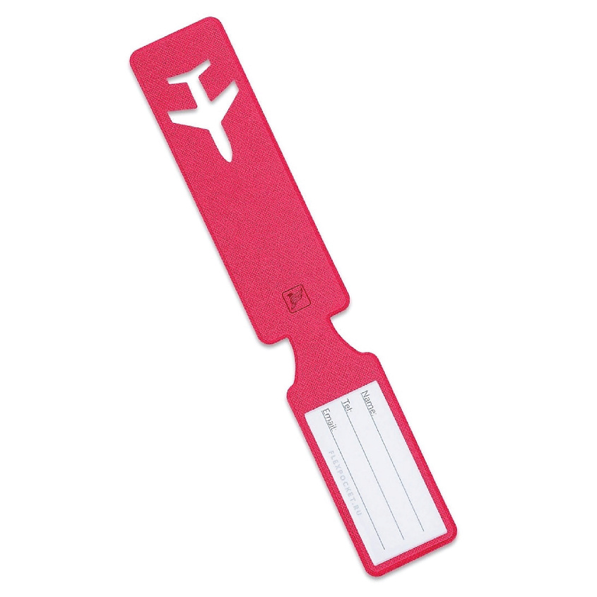 Изображение товара FLEXPOCKET Бирка багажная из экокожи на чемодан, сумку, рюкзак, цвет: Ягодный