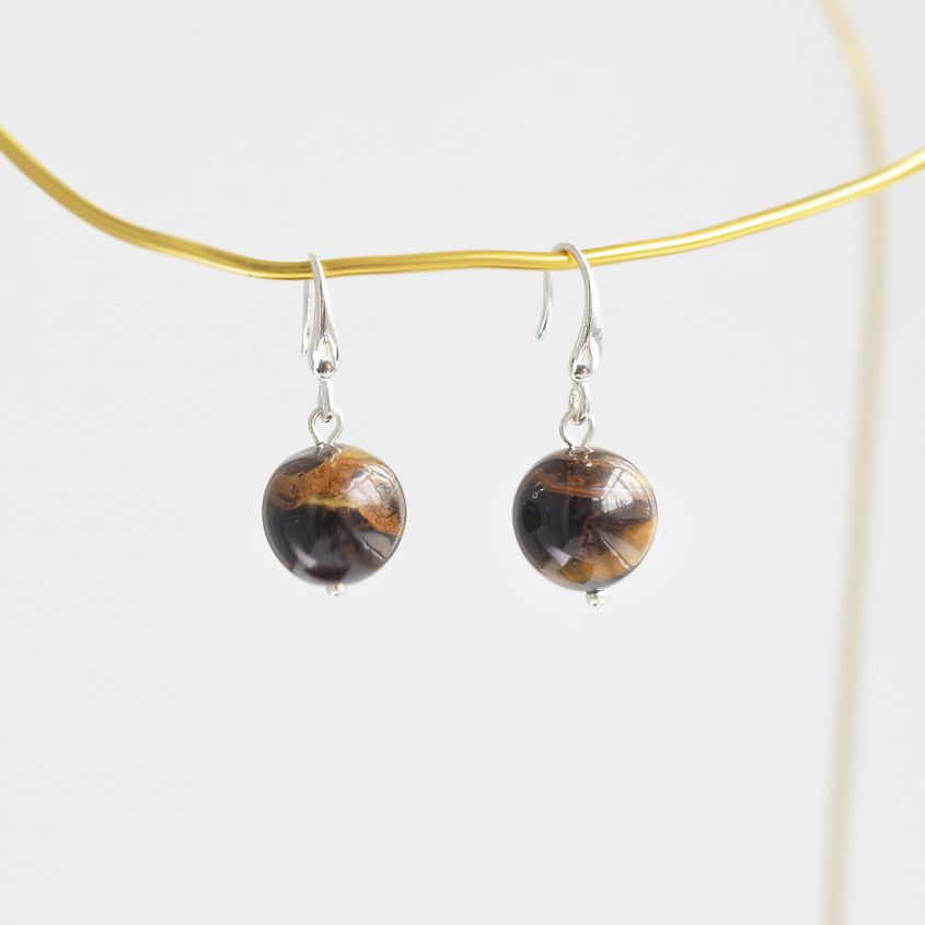 Изображение товара KOSHIKA Серьги с натуральным Тигровым глазом, цвет: Коричневый