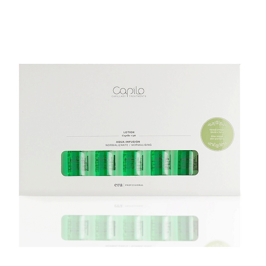 Изображение товара EVA PROFESSIONAL HAIR CARE Набор: Лосьон для жирной кожи головы и сухих волос Capilo Ekilibrium Aqua-Infusion N.36, 10х7 мл