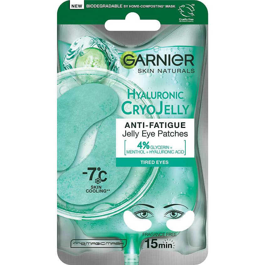 Изображение товара GARNIER Тканевые патчи Эксперт + Крио Гель Skin Naturals Hyaluronic Cryo Jelly Eye Patches, 5 мл