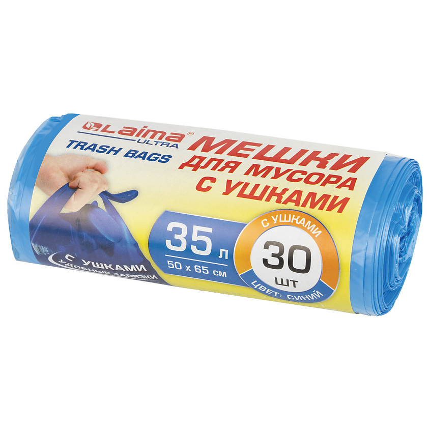 Изображение товара LAIMA Мешки для мусора с ушками ULTRA, 35 л., 30 шт.